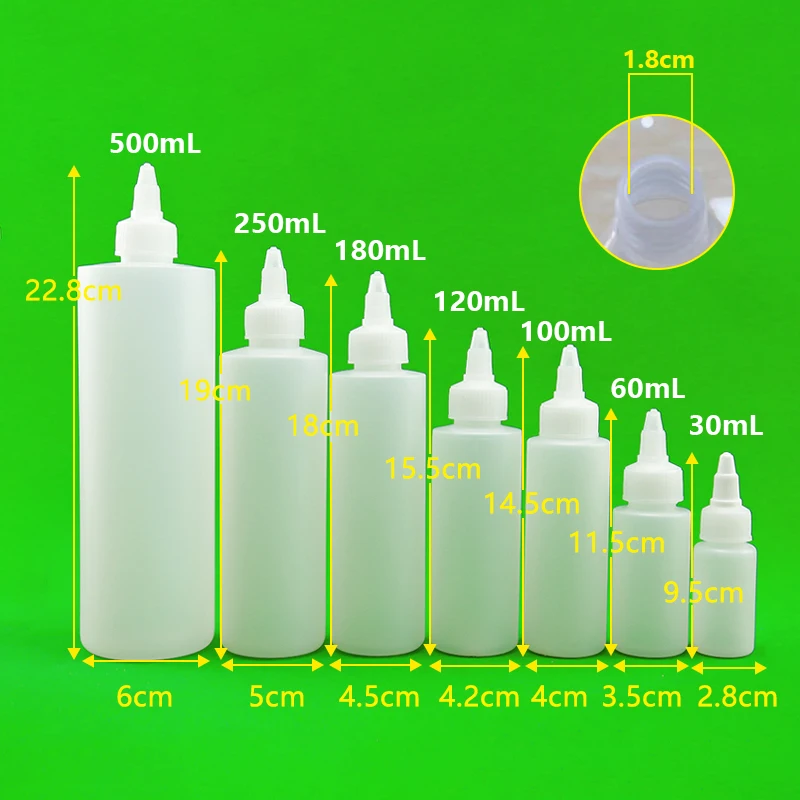 30ml 60ml 100ml 120ml 500ml HDPE Oil Bottle Plastic Squeeze Bottle Liquid Use Bottle For Essential Oil Liquid