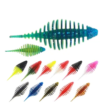 Threaded Grub Straight Tail Soft Lure, Rock Fishing Bait for Bass Mandarin Fish Texas Rig Jig Head Hook – Soft Lure – view 2