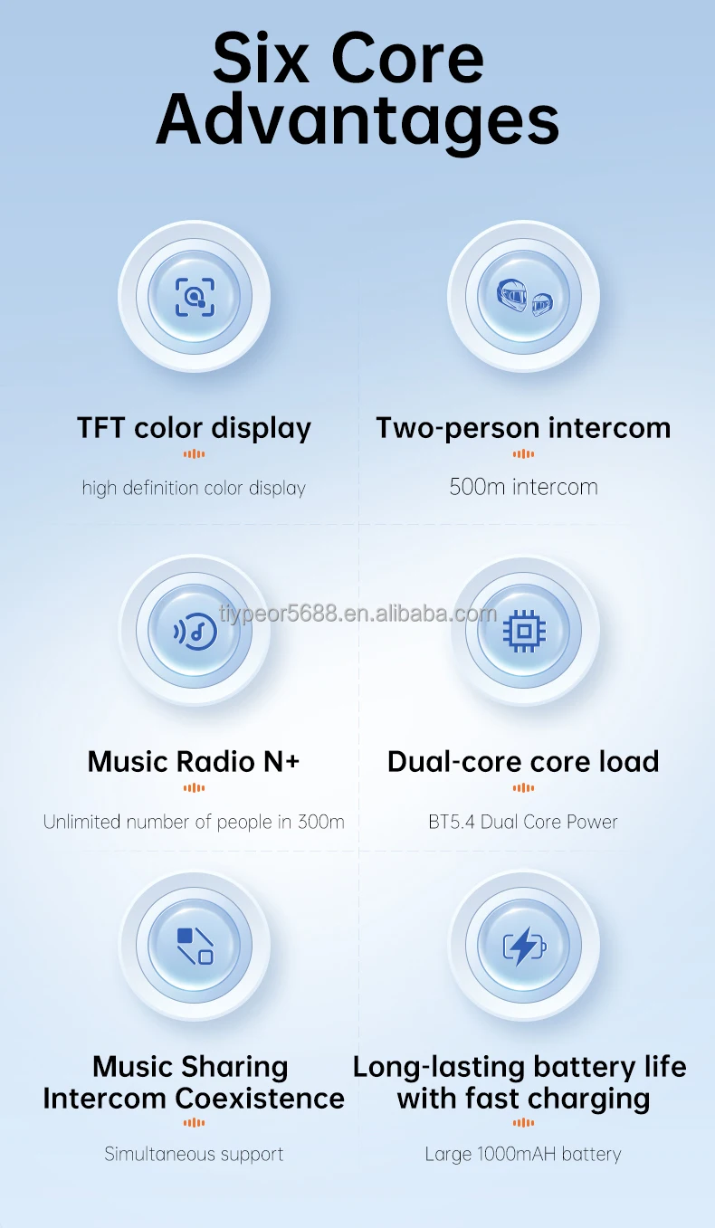 product tiypeor motorcycle helmet bt headset 2 riders 500m intercom tft color display ipx6 waterproof noise reduction auto answer-2