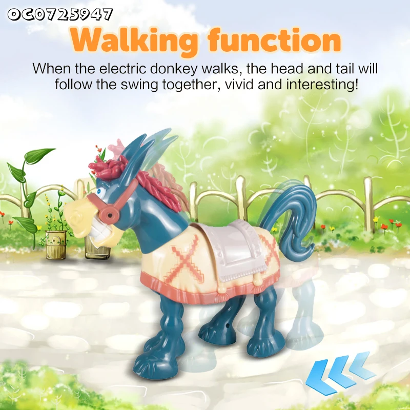 Funny Plastic Battery Operated Singing and Dancing Donkey Toy for Kids Baby