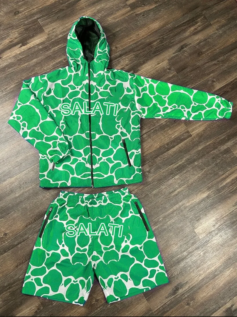 Custom Joggers Sport Short Nylon Tracksuit Full Zip Hoodie Set Waterproof Two Piece All Over Print Men Windbreaker Short Set gallery 4