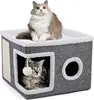 Gray right angle cat bed