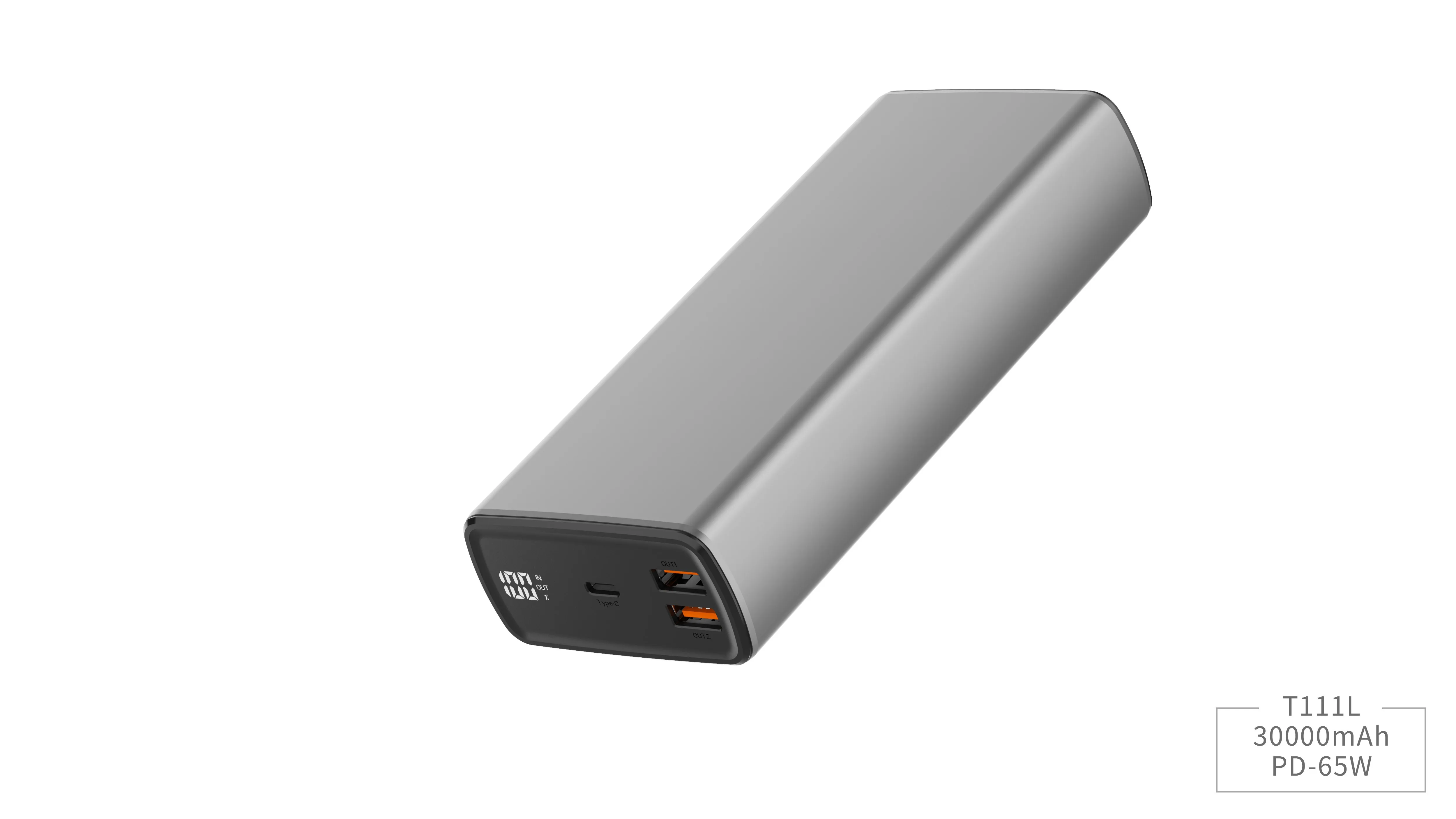 PD65W 30000mAh Multifunctional Power Banks T111 Aluminium Alloy Portable Fast Charging Mobile Charger Power Bank factory