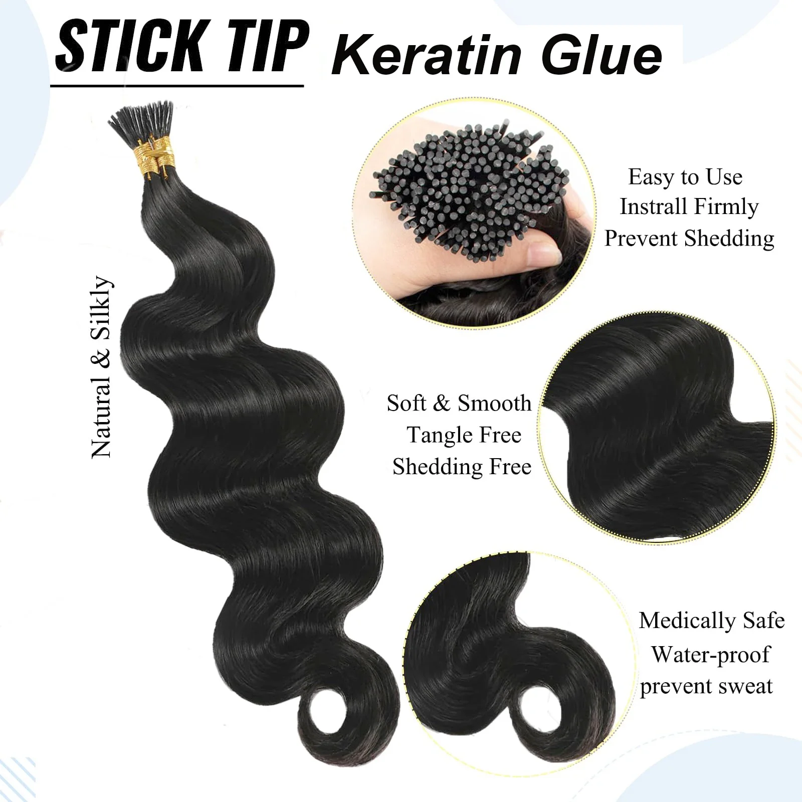 I Tip Body Wave Echthaar Extensions Brasilianisches Remy Haar_voghion.com
