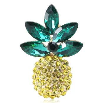 Fashion Jewelry Rhinestone Crystal Pineapple Fruit Women Pin Brooches Pin