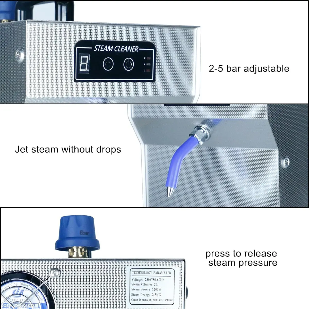 Professional 2L Handheld Steam Cleaner for Silver Gold Jewelry for Cleaning Watch Glasses Denture Tools Jewelry Tools Equipment