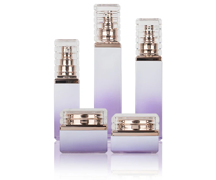 Purple Gradient Skincare Packaging Set Glass Bottle Cosmetic Liquid Container Skin Care Set supplier