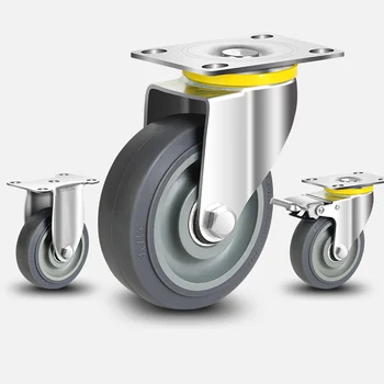 wholesale high quality Thermoplastic TPR swivel trolley rubber caster wheel 4 inch Medium duty polyurethane universal wheels