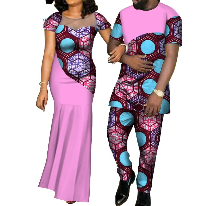 WYQ126 Wholesale Party Wedding Dresses Pursure  Cotton African Style Traditional Party Dress Clothing for Women and Men