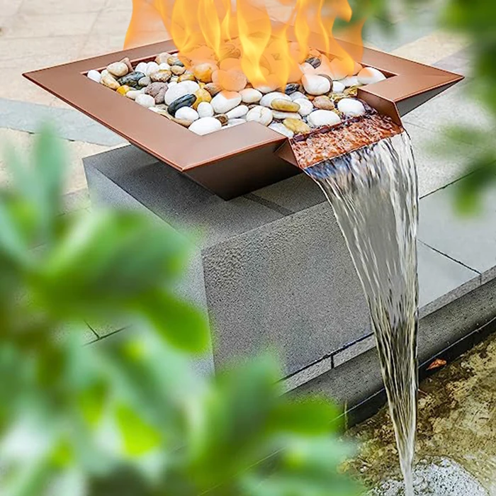 Outdoor Steel Fire Bowl with Waterfall Fireplace Outdoor Steel Fire Bowl with Waterfall Fireplace