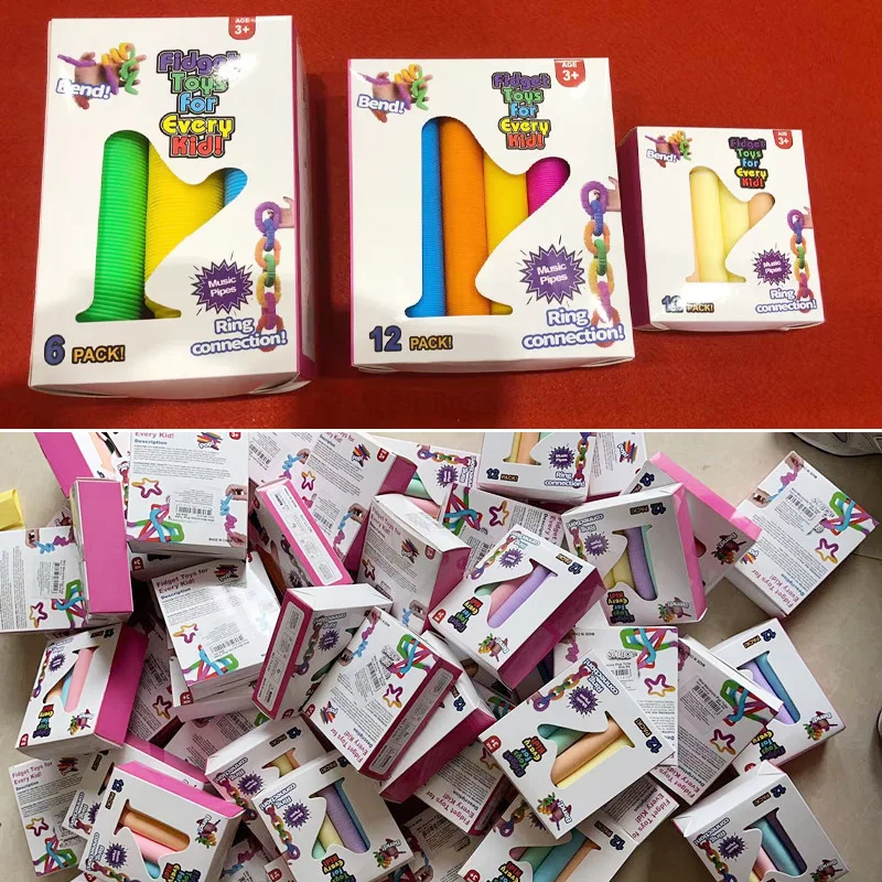 Пластиковые поп-трубки сенсорные красочные растягивающиеся игрушки-трубки для декомпрессии пластиковые игрушки-антистресс детей
