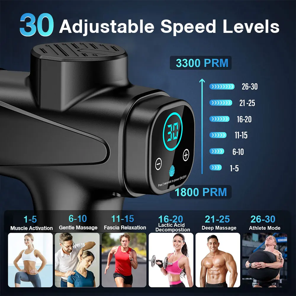 Alibaba.com: OEM Massage Gun XG04, 30 speed levels & 6 massage heads: Ideal  for muscle relaxation with 3-4 hours working time and online support