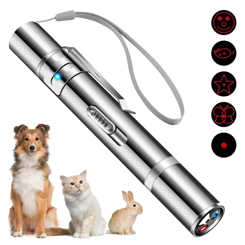 product-750-750 best selling usb recharge 7 adjustable patterns laser cat toy tease stick training chaser interactive cat laser toy