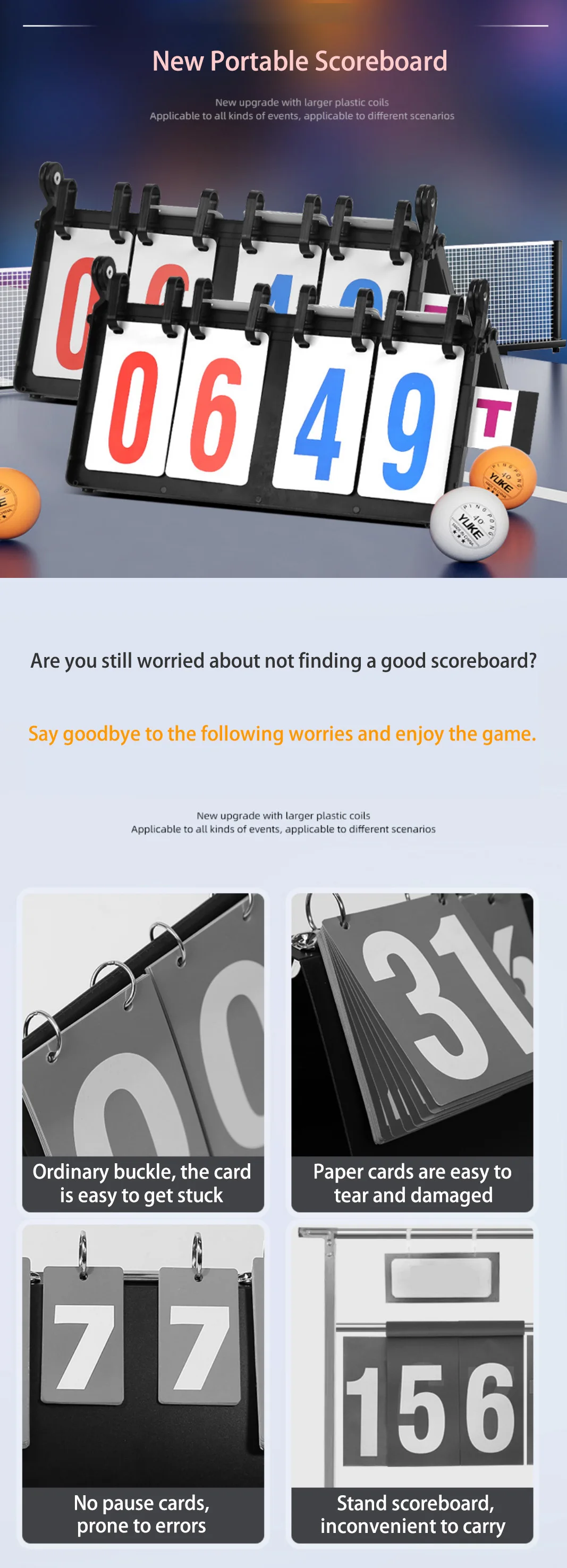Lxwyq 4-Digit Scoreboard Scores 1-99, Portable Tabletop Flip Scorekeeper Score Flipper For Volleyball Basketball Table Tennis Any