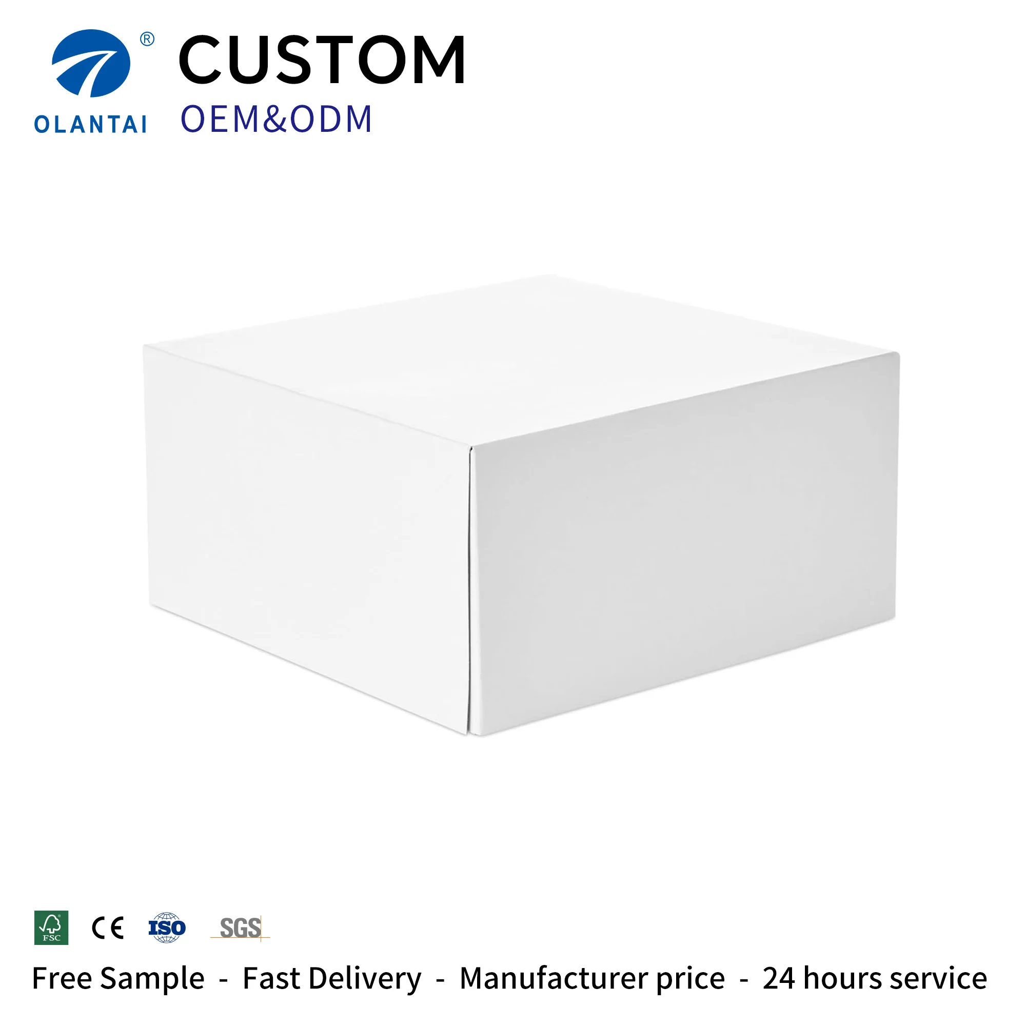 Olantai Eco-Friendly Reusable Rectangle Folding Gift Box Kraft Paper Custom Colors/Sizes Four-Color Printing Die Cuts