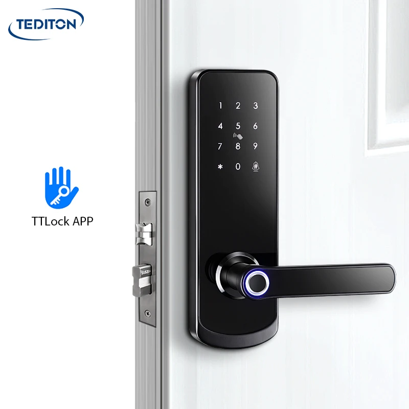 Tediton Digital Electric Fingerprint Handle Smart Door Lock With TTlock APP