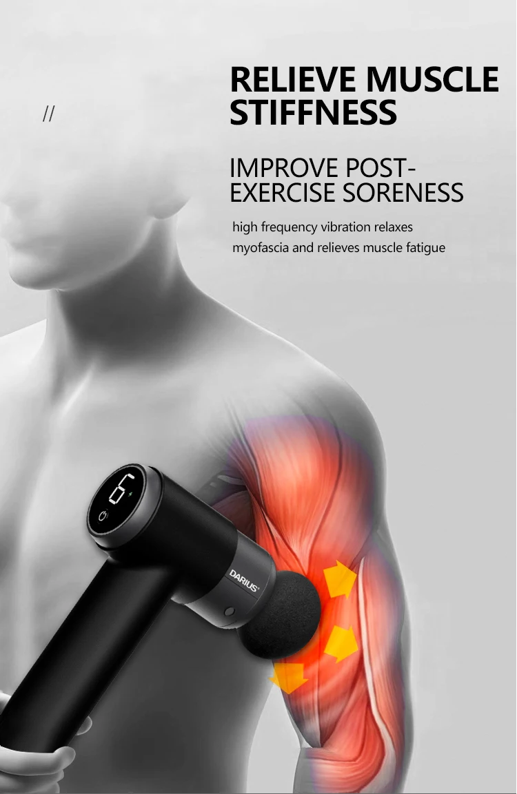 Darius Best Handheld Deep Tissue Massage Gun Sharp Image Massager for Body and Head with Comfortable Percussion Brushless Motor