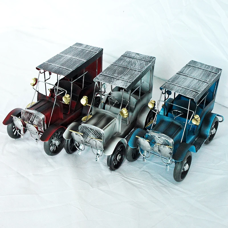 New Classical Nostalgic Iron Model Metal Cabinet Bookshelf TV Cabinet Vintage Car Model
