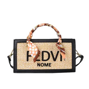 Womens Summer Beach Shoulder Woven Straw Crossbody Bags