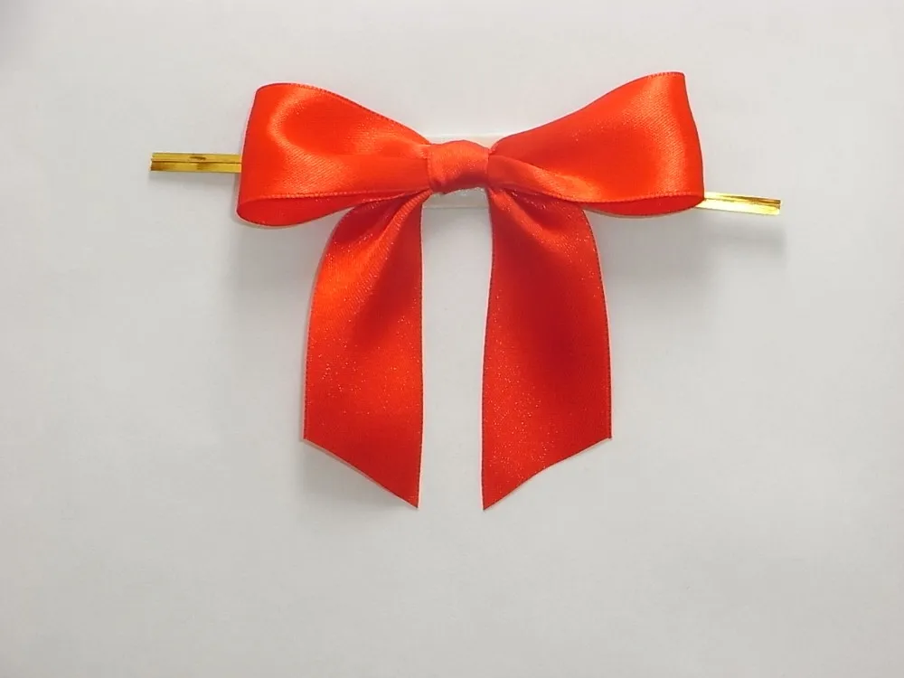 Handmade pretied satin ribbon bows with twist tie decorative bow ties ribbon bow tie for bottles