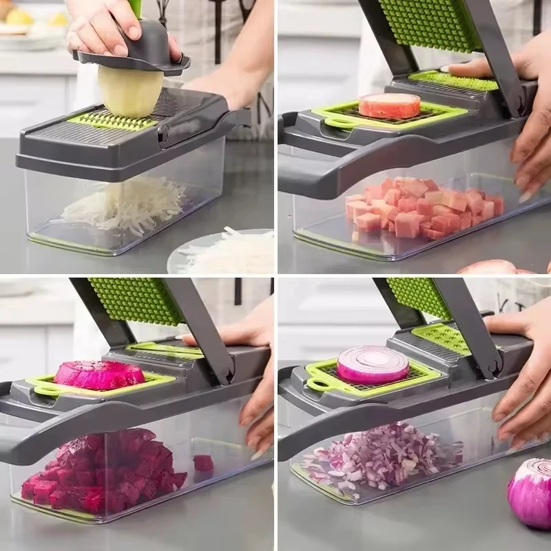 14/16 in 1 Multifunctional Vegetable Chopper Manual Food Chopper Vegetable Slicer Dicer Mandoline Vegetable Cutter