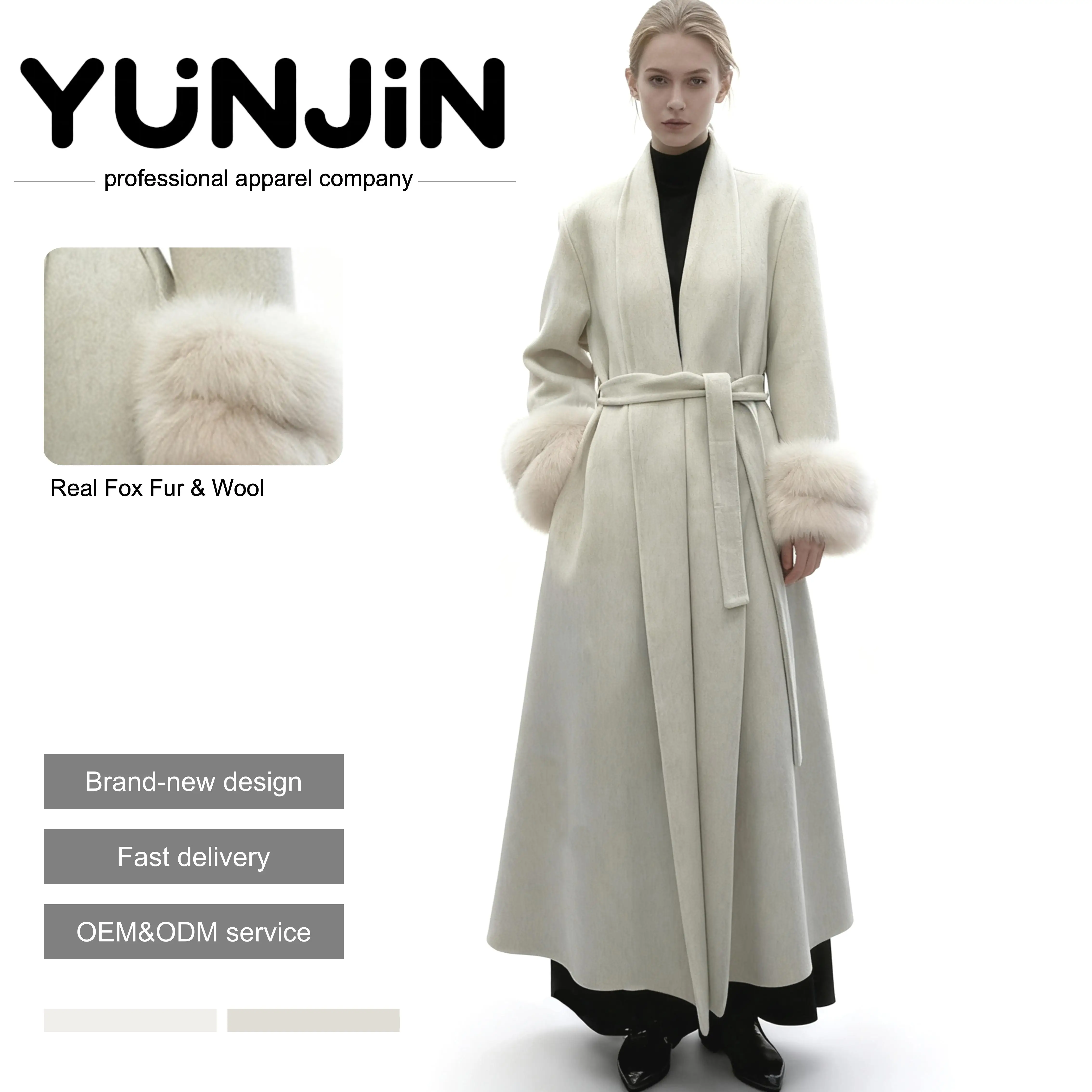 YUNJIN Elegant Advanced Women's Wool Cashmere Double Faced