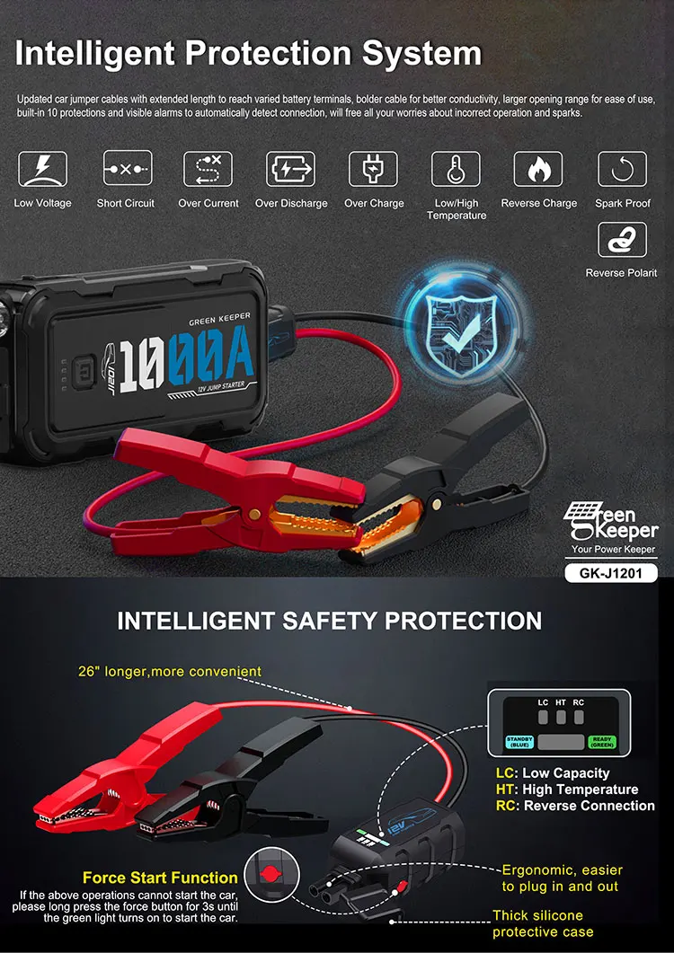 Starter 12v Jump Starter1000a Jump Starter Qc3.0 Portable Car Jump