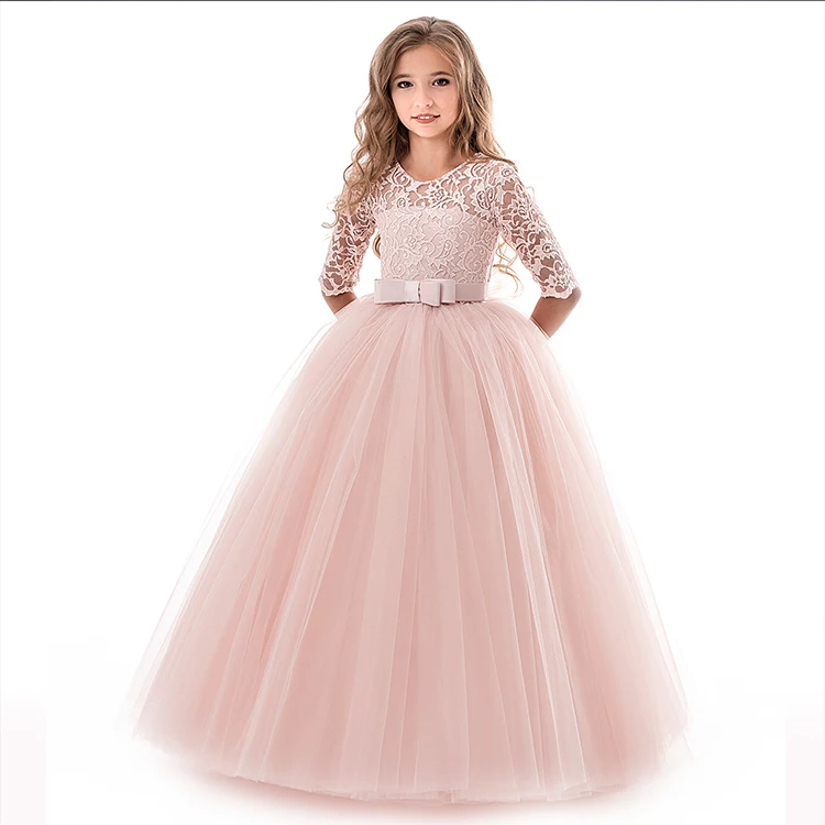 Buy Pink Lace Girls Dress Princess Embroidery Flower Summer Online in India  