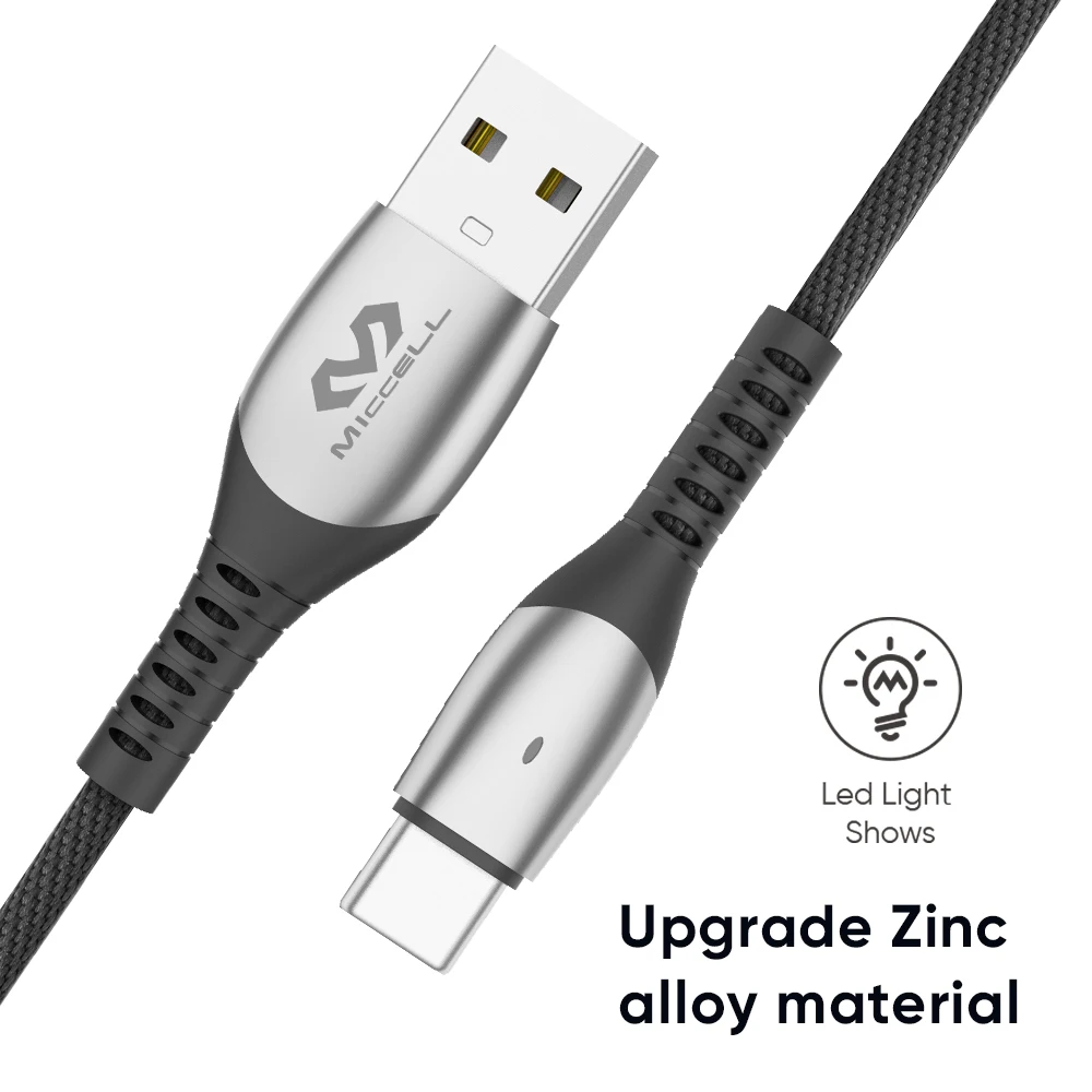 Oem Usb Type C Cable 3a Fast Charging Led Display Cable Protector Usb