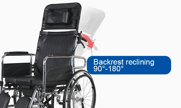 Kaiyang KY607 High Back Foldable Commode Wheelchair Folding With Ce Certificates Deluxe Commode Reclining Wheelchair