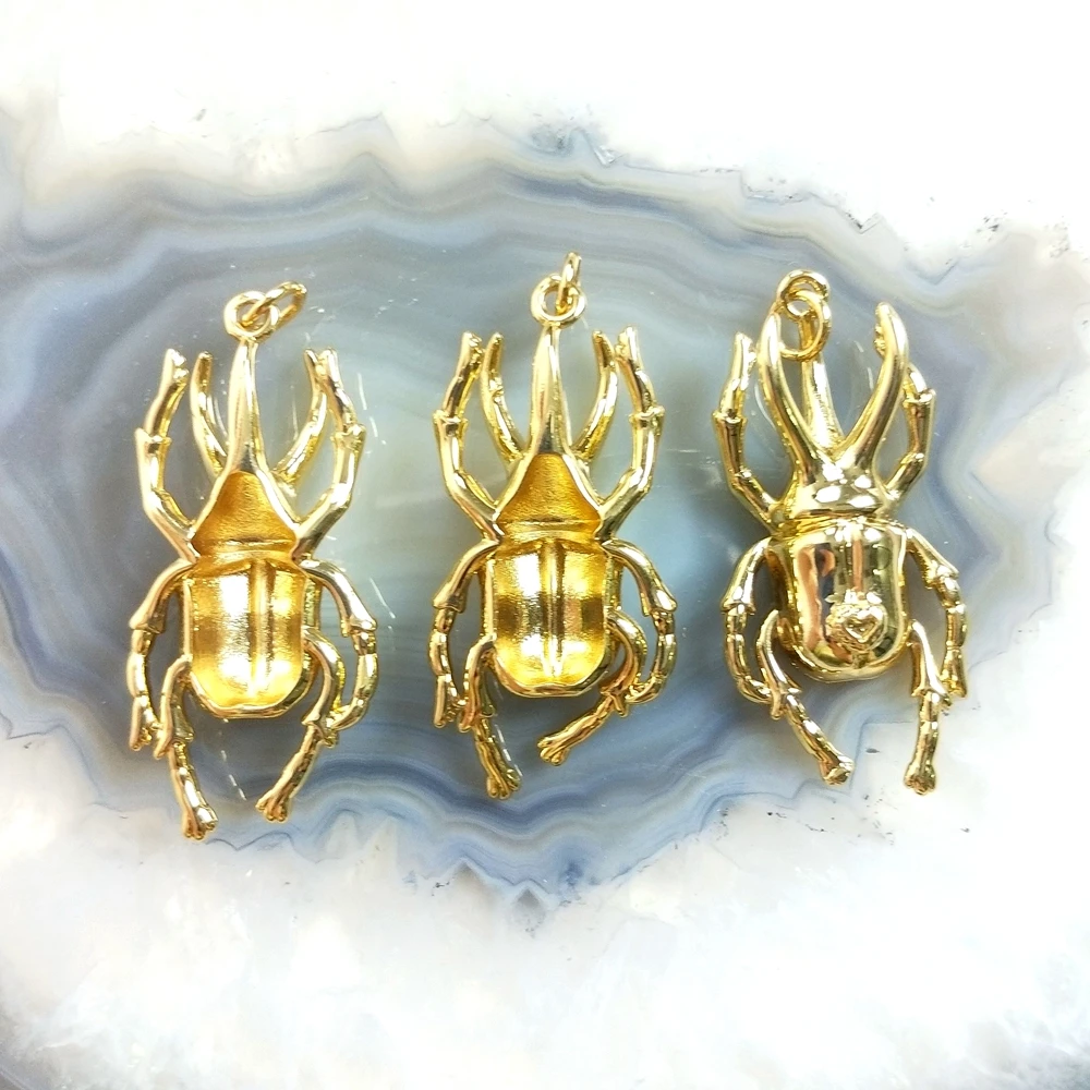 古典的なパンクアニマル昆虫カブトムシゴールドカラー銅合金ネックレス