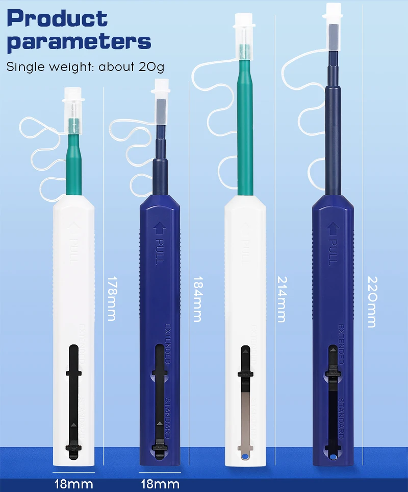 Factory LC/SC/FC/ST One-Click Cleaner Tool 1.25mm and 2.5mm Fiber Optic Cleaning Pen 800+ Cleans Fiber Optic Cleaner factory