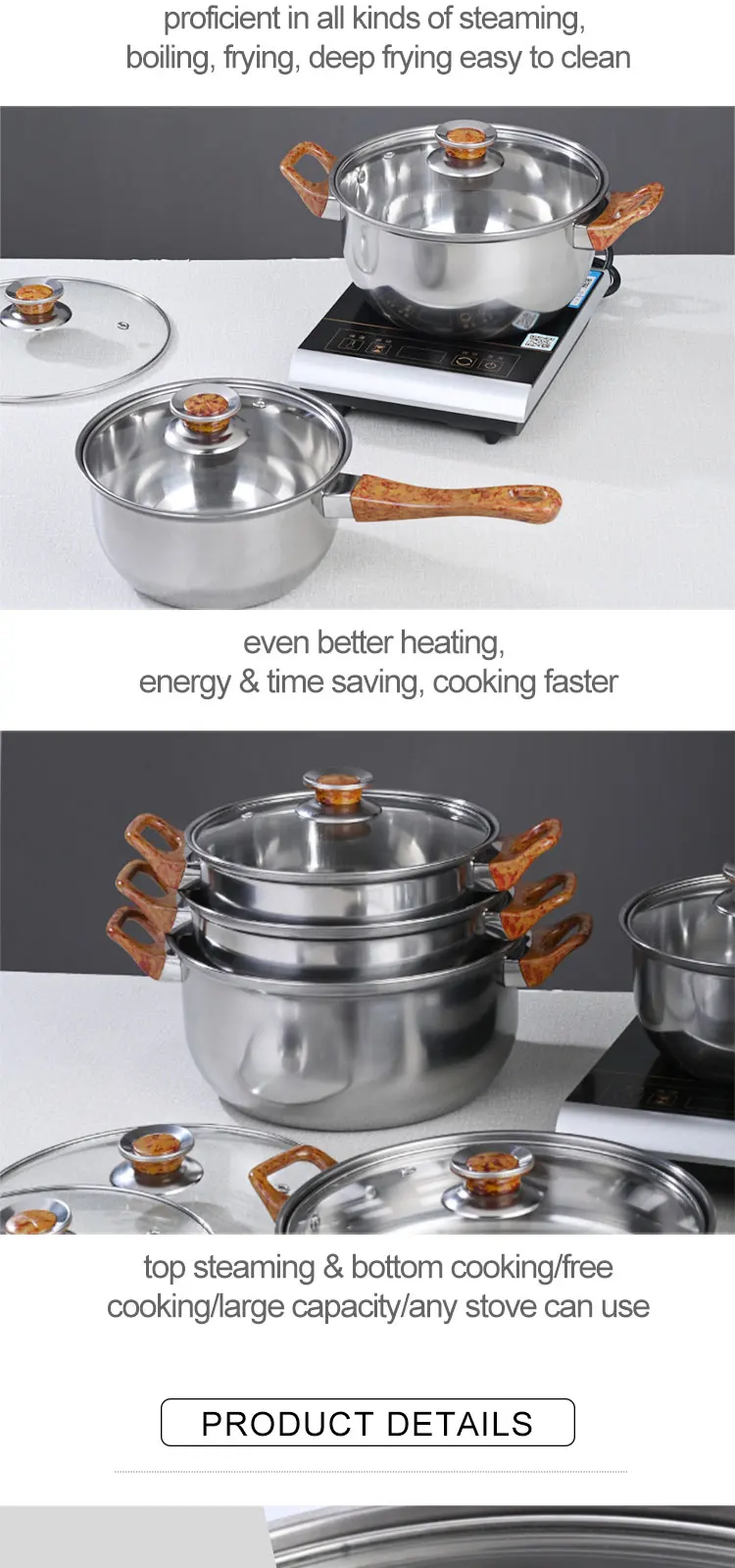 12 Piece Kitchen Cooking Pot Sets With Kettle Stainless Steel Cookware Set Buy Stainless Steel