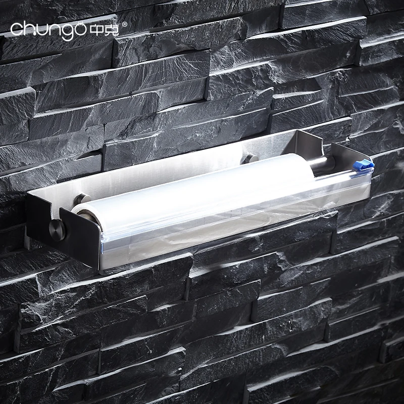 Kitchen Stainless Steel Cling Film Dispenser For Aluminium Foil Plastic Cling Stretch Wrap And