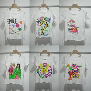 Women Graphic T-shirts Cotton t Shirt Printing Custom Rhinestone Applique Women Rhinestone T-shirt Top High Quality t Shirt