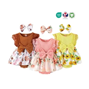 Baby Body Suit Cotton Romper Toddler Rompers One Pieces Playsuits Jumpsuit 2PCS Plain Baby Rompers