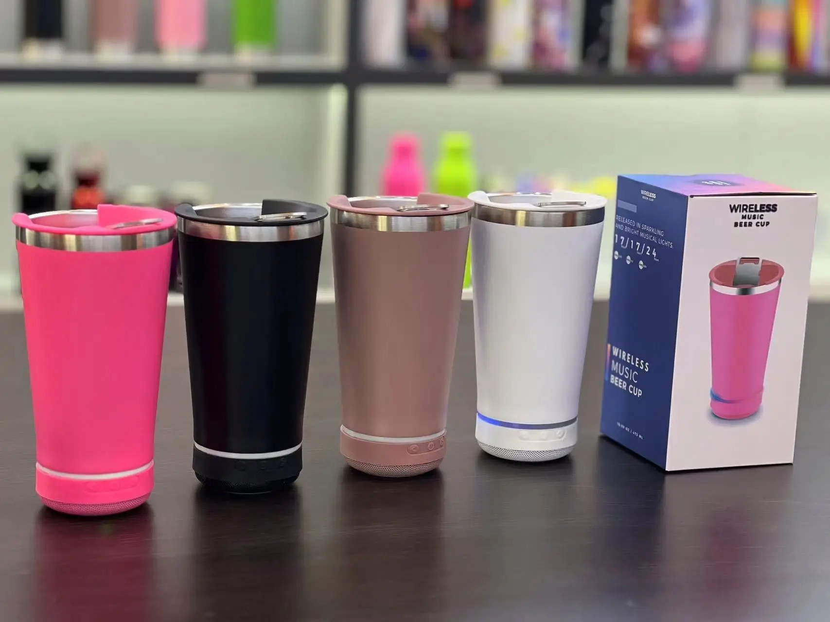Fast Add Logo 16oz Stainless Steel Beer Glass with Bluetooth Mini Speaker Travel Parties Essential for Outdoor Events
