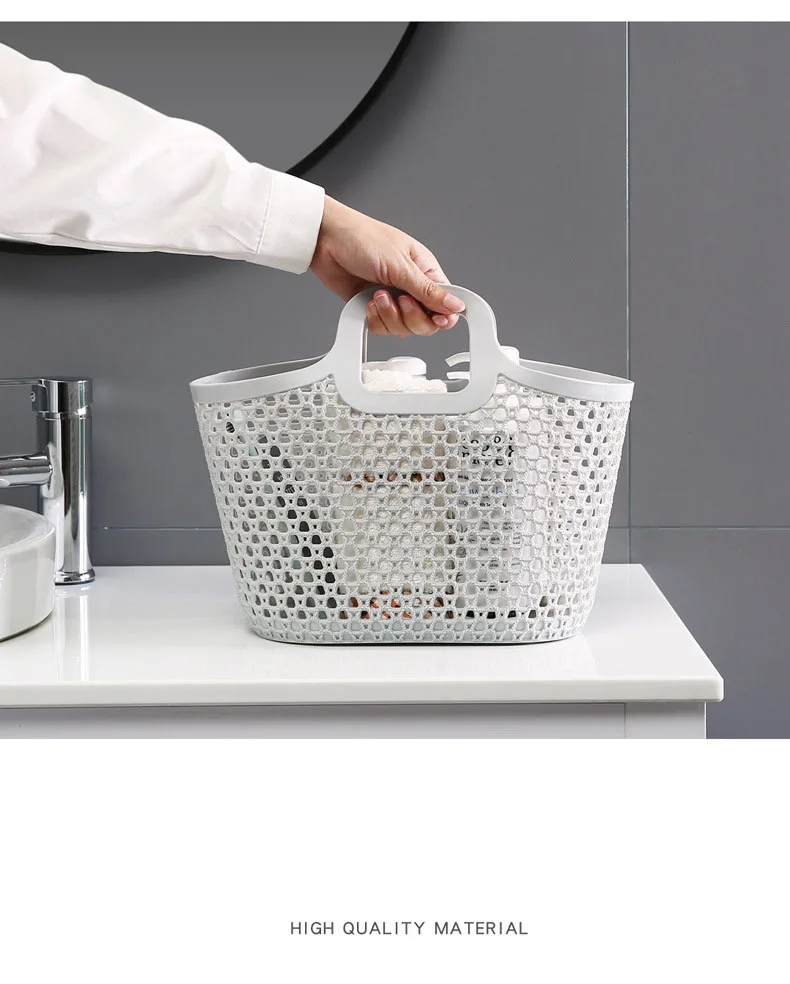 Soft hand carrying basket Japanese style Nordic style basket Plastic washing basket Bathroom details