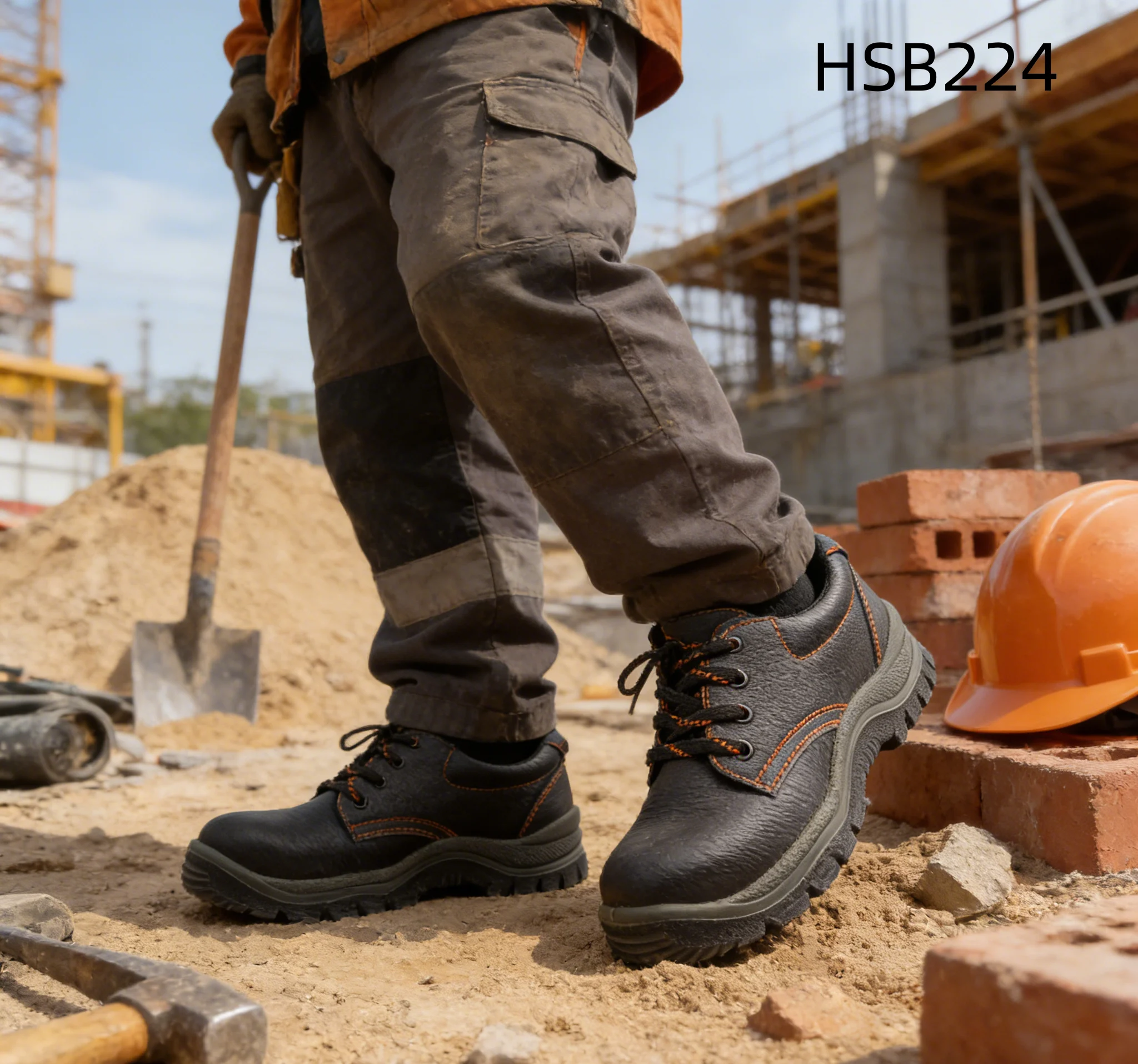 HY, Stivali da lavoro per costruzioni con protezione anti-aculeo, forniti direttamente dalla fabbrica; stivali resistenti ad acidi e basi; suola in PU/PU ottenuta per iniezione, codice HSB224