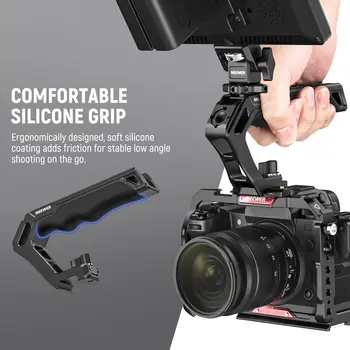 NEEWER Top Handle and NATO Rail Kit, Comfort Silicone Grip with Quick Release NATO Clamp, 3 Cold Shoes and 1/4" 3/8" ARRI detail image