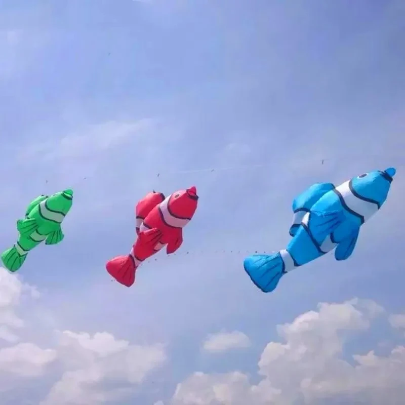 3D Colorful Clown Fish Nylon Kite Inflatable Soft Pendant Accessories for Outdoor Sports Toy Kite