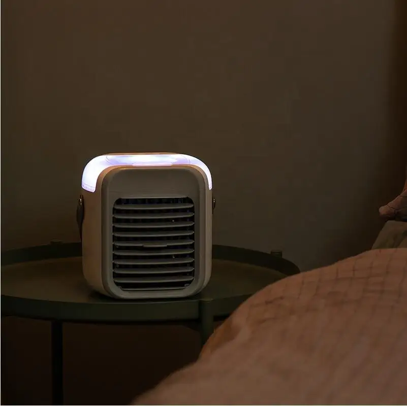 Mini Portable Plastic Battery Powered 3-Speed Water Evaporative Cooler Night Light Low Energy USB Charging Home Hotel Car_voghion.com
