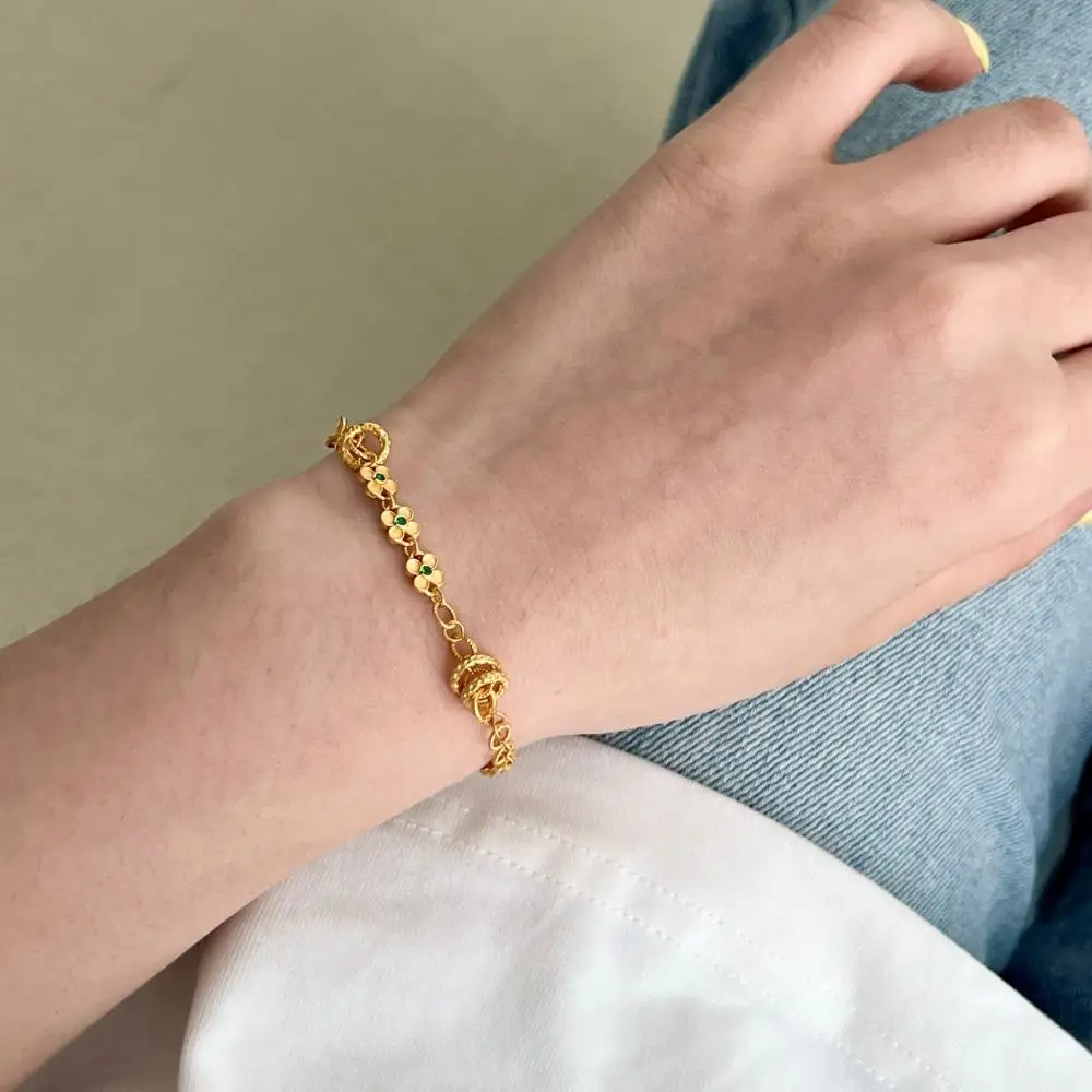 KAKODIY fashion gold-plated adjustable personalized luxury 925 sterling silver women's four-leaf clover charm bracelet detail 7