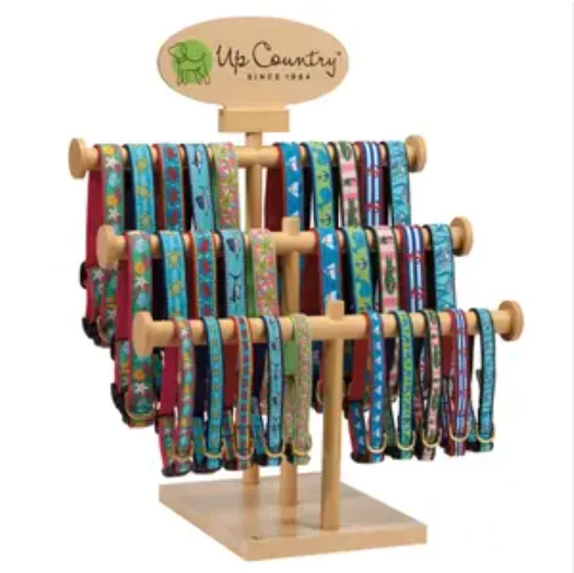 Bevis Customized Wooden Display Rack Pet Toy Treats Display Stand Pegboard With Hook  for Cat Dog Shop Store