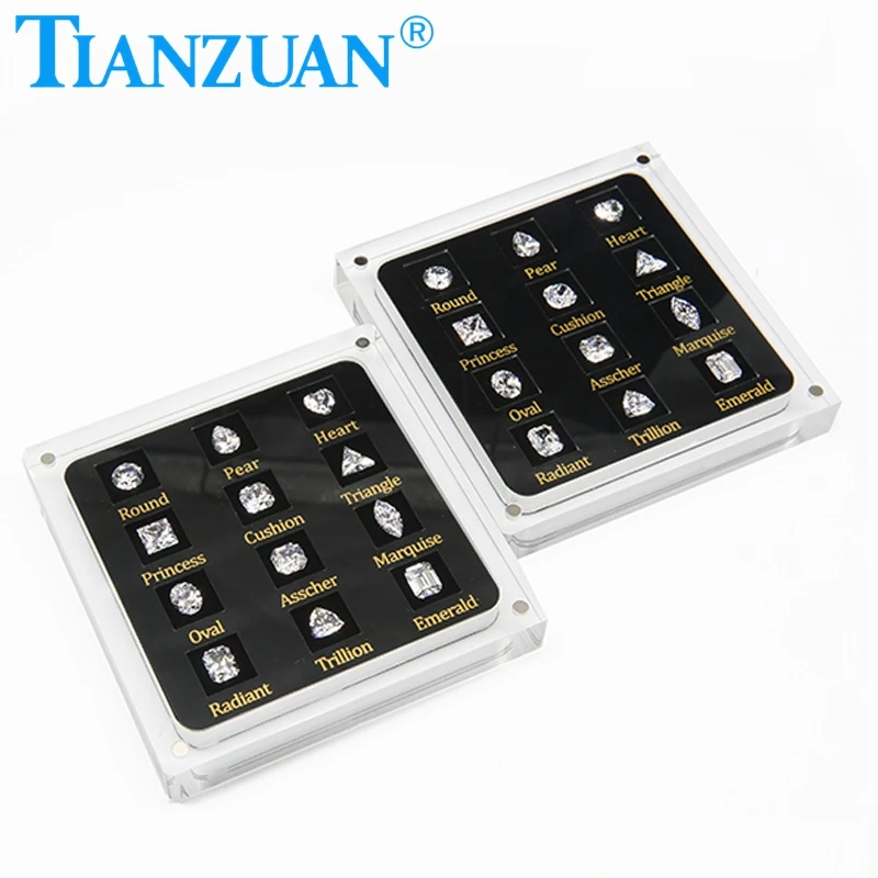 12 Shapes of Cubic Zirconia Loose Gemstone Display Tools Box Diamond Tester Master Set Cz Stone