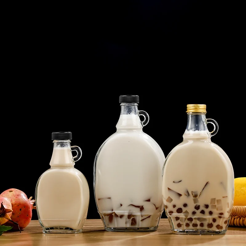 150ml 250ml 375ml 500ml Empty Maple Syrup Glass Bottle With Black Plastic Aluminum Screw Cap Wholesale