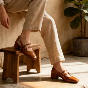 Wholesale Factory Price 100% Genuine Leather Pumps for Women Customized Logo High Quality Heels Sandals