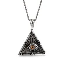 Stainless Steel Triangle Horus Eye Pendant For Men