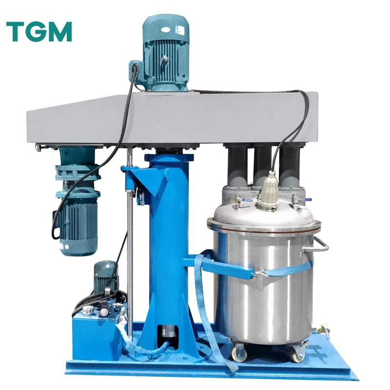 Floor Stand Triple Shaft Disperser Mixer Machine with Wall Scraper for High Viscosity Products