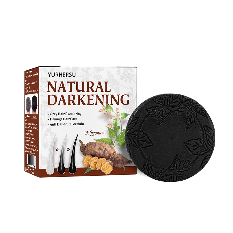 OEM Organic Grey Reverse Polygonum Multiflorum Essence Hair Darkening Shampoo Bar Soap Moisturizes Repairs Damaged Hair Solid